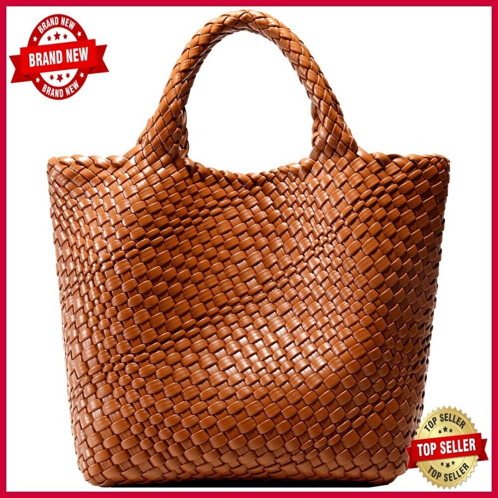 Vegan Leather Tote Bag, Medium Size Satchel with Clutch, Travel Shoulder Bag